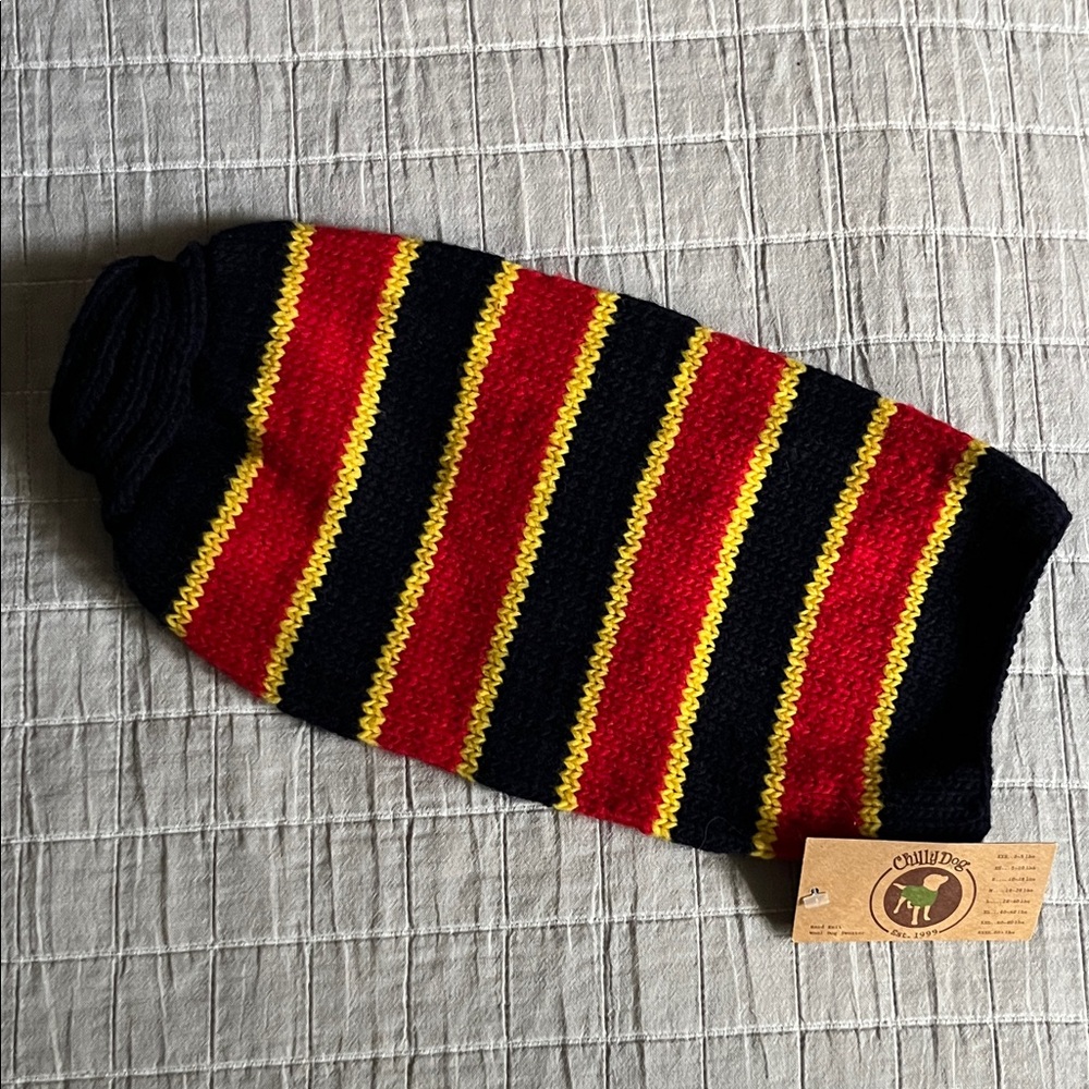 NWT Chilly Dog Striped Dog Sweater; 100% sustainably sourced wool; size small